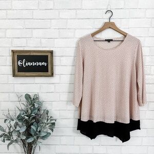 ADRIANNA PAPELL Light Pink Heart Printed 3/4 Sleeve Blouse